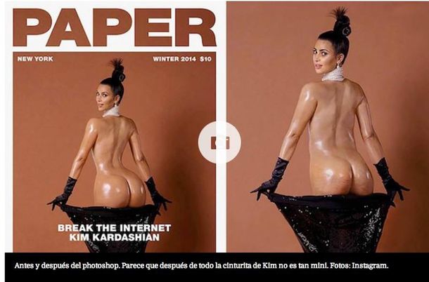Revelan las imágenes sin photoshop de Kim Kardashian al desnudo