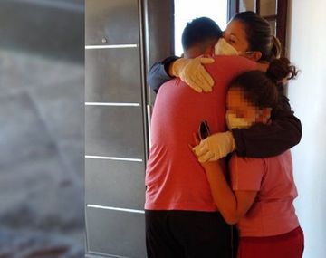 El reencuentro de Laura con sus hijos. Foto LMNeuqu&eacute;n