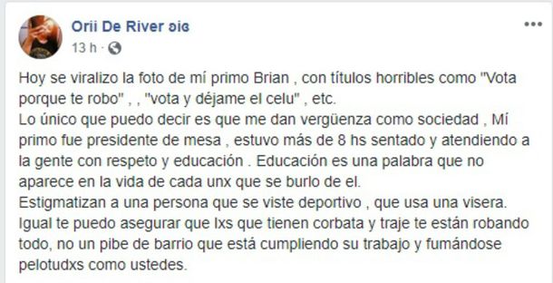 Discriminaron a un joven que fiscalizó en Moreno por cómo fue vestido: Dame el DNI y tu celu también
