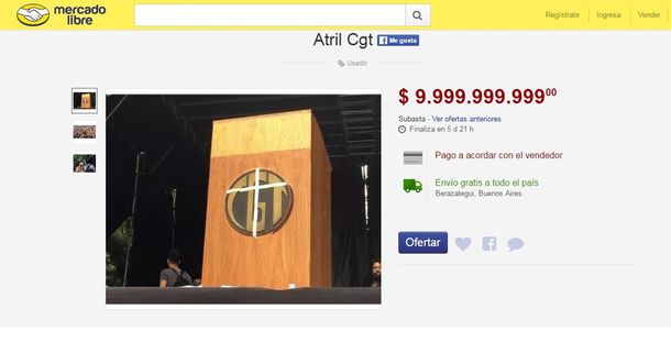 Subastan el atril de la CGT