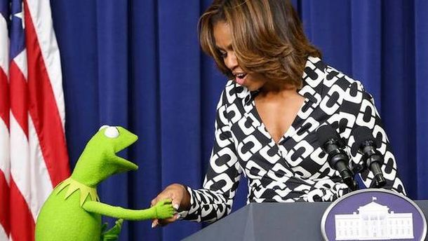 La rana René visitó a Michelle Obama en la Casa Blanca