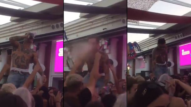 Sin barbijo y escupiendo alcohol al público: la polémica fiesta en un boliche de España