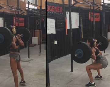 El increíble video de Cinthia Fernández levantando una pesa de casi 80 kilos
