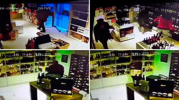 Mechera borracha: mirá como roba un vino de un local sin que se den cuenta