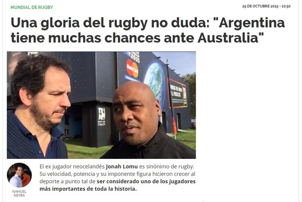 La última entrevista de Lomu con un medio argentino antes de su muerte
