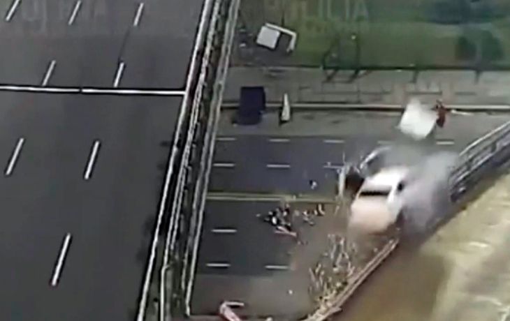 VIDEO: Así fue el accidente del auto que cayó desde la General Paz a Libertador