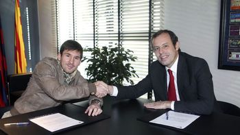 Lionel Messi y Sandro Rosell Lionel Messi y Sandro Rosell