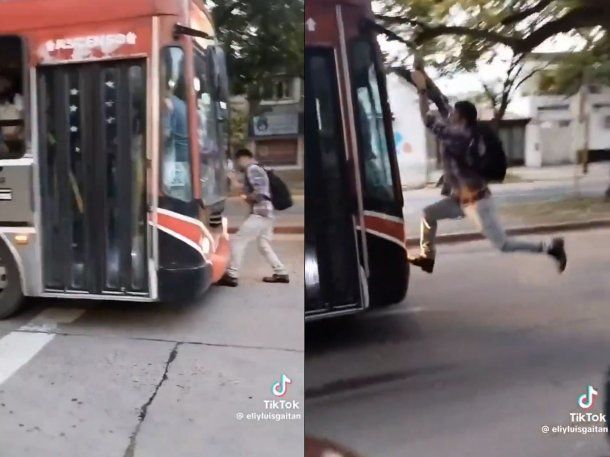 Córdoba: se colgó del espejo de un colectivo para pelearse