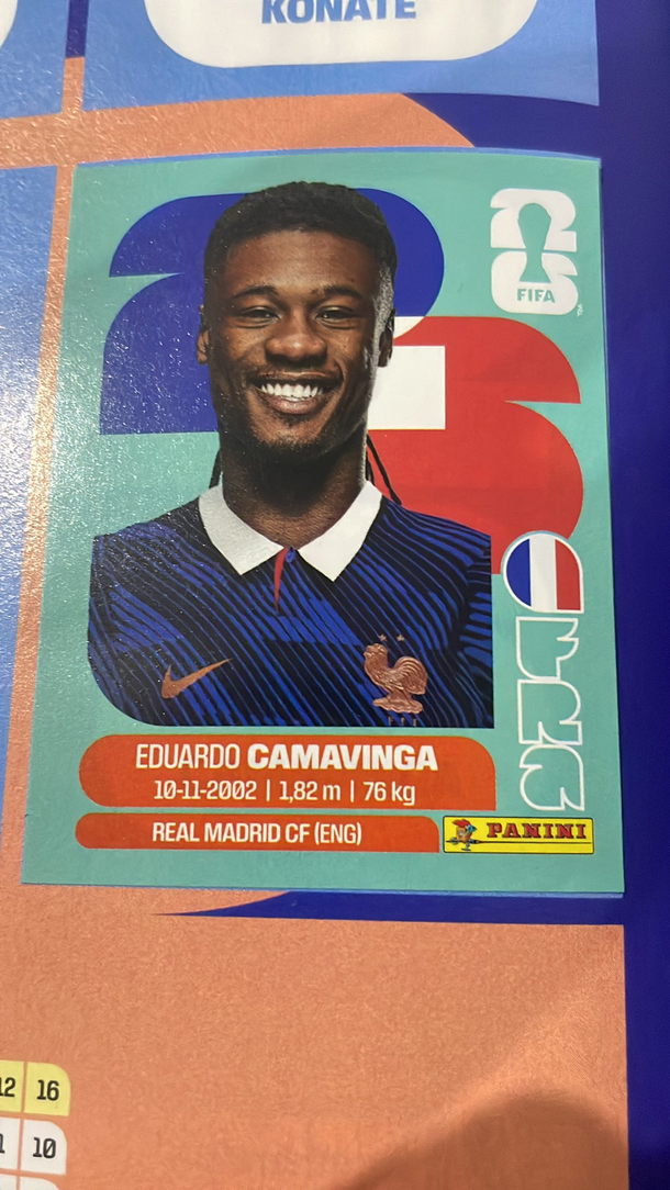 Eduardo Camavinga está en el álbum de figuritas del Mundial 2026 Eduardo Camavinga está en el álbum de figuritas del Mundial 2026