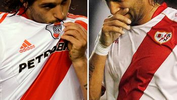 El Chorri Domínguez, con la camiseta de River, y la de Rayo Vallecano. El Chorri Domínguez, con la camiseta de River, y la de Rayo Vallecano.