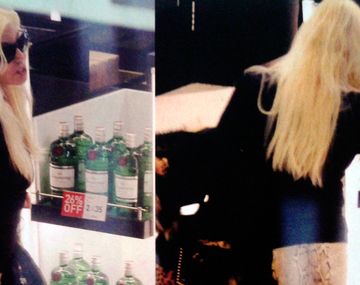 Susana Giménez, comprando ginebra en un free shop.