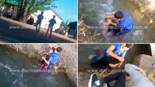 Un chico intentó ahogar a otro en un canal en medio de una brutal pelea