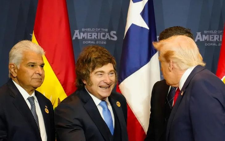 Así recibió Trump a Milei en la cumbre Escudo de las Américas