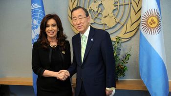 Cristina Fernández junto a Ban Ki-moon Cristina Fernández junto a Ban Ki-moon