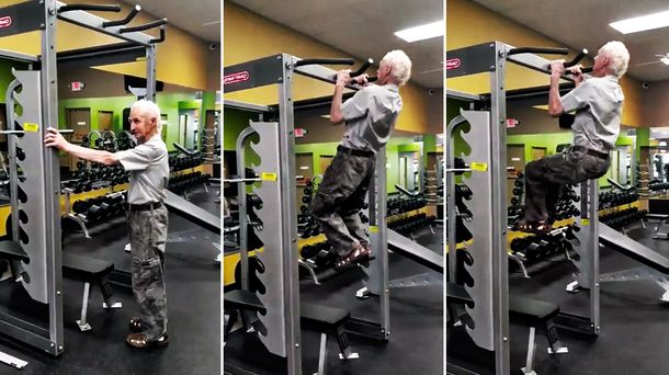 Un abuelo muestra que con 90 años puede seguir en el gimnasio