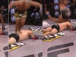 Festejo de Drew Chatman tras un nocaut en MMA