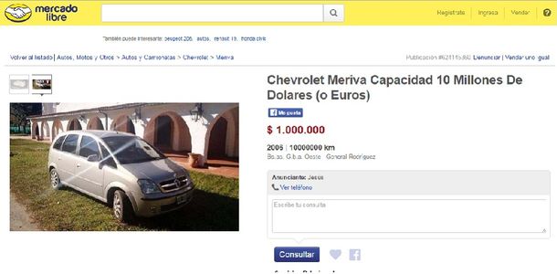 Se lo toman con humor: venden la Meriva de José López con capacidad US$10 millones