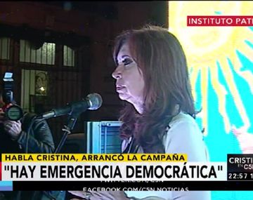 Cristina Kirchner en el Instituto Patria ante sus militantes