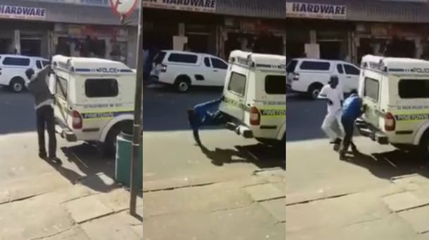 Insólito: mirá cómo dos detenidos se escapan de un camión celular