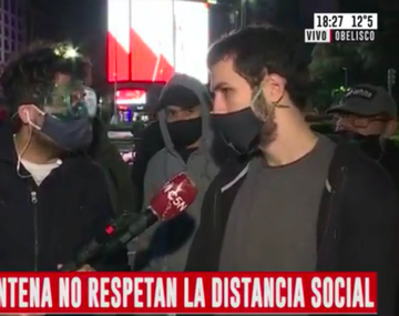 C5N en la marcha anticuarentena en el Obelisco: violencia