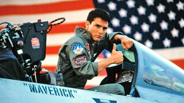 Tom Cruise como Maverick en Top Gun