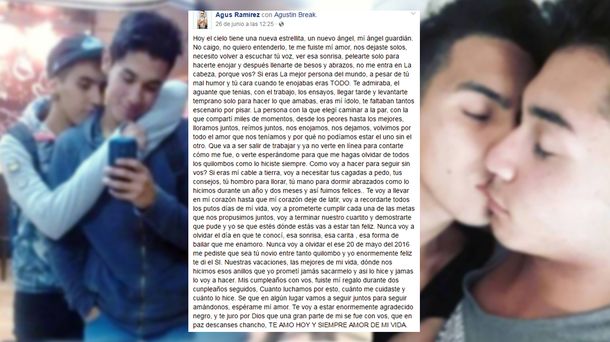 Agustín le escribió una carta a su novio fallecido en la Tragedia de Mendoza