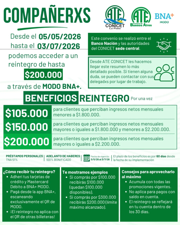 El anuncio del reintegro de Banco Nación El anuncio del reintegro de Banco Nación