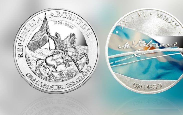 El Banco Central emitió una moneda de plata en honor a Belgrano
