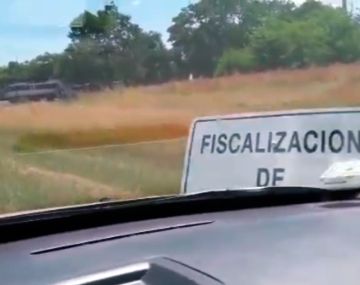Un conductor se cansó de los controles de tránsito y se llevó puestos todos los carteles