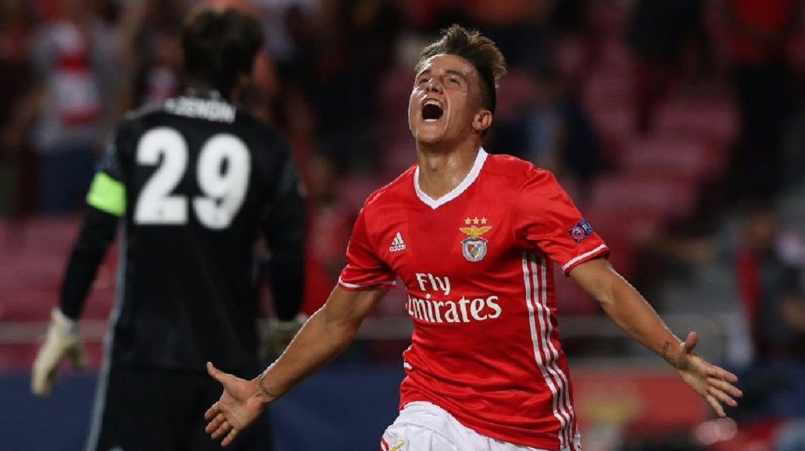 Franco Cervi debutó en la Champions League con un gol para el Benfica