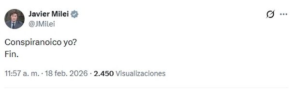 Posteo de Javier Milei en medio del cierre de Fate Posteo de Javier Milei en medio del cierre de Fate