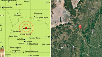 El epicentro del sismo en Córdoba El epicentro del sismo en Córdoba