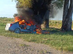 El hombre se estrelló en su auto tras cometer el femicidio.
