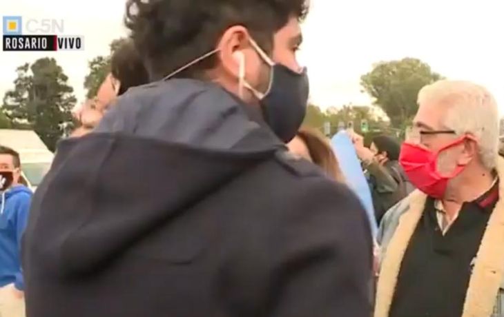 Insultos y agresiones a C5N en marcha contra el rescate de la cerealera Vicentin en Rosario