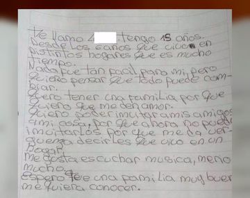 La conmovedora carta de una joven que espera ser adoptada