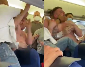 VIDEO: Feroz pelea en un avión por dos pasajeros borrachos que se negaron a usar el barbijo