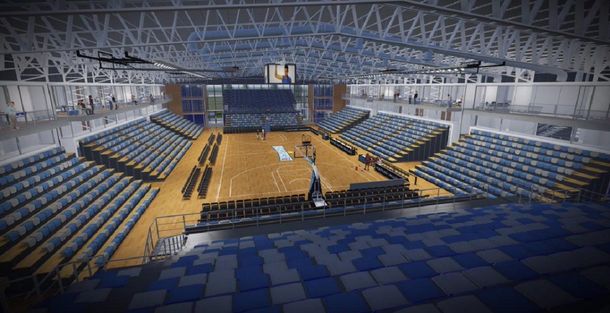 El Dow Center tendrá 3 canchas de entrenamientos que se transformarán en una para competir. Un estadio para 4.000 personas.