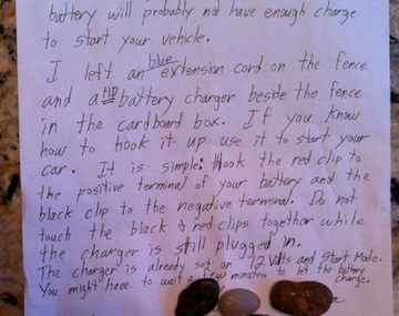 Una curiosa nota tras olvidarse las luces prendidas