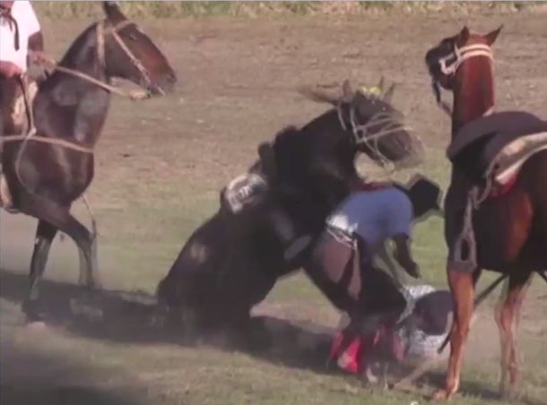 Jinete se salva de milagro