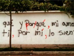 Por la letra de los graffitis y de las correcciones, se sospecha podría tratarse de la misma persona