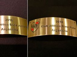 Una no va a servir: Conmebol mostró las chapas de campeón de Boca y de River
