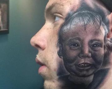 ¿Puro amor o una locura? Se tatuó a su hijo en la cara