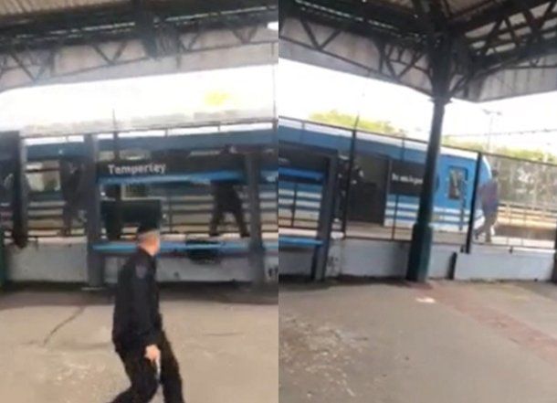 VIDEO: así fue el momento en que la gente entró en pánico por un hombre que tomó una rehén en el Tren Roca