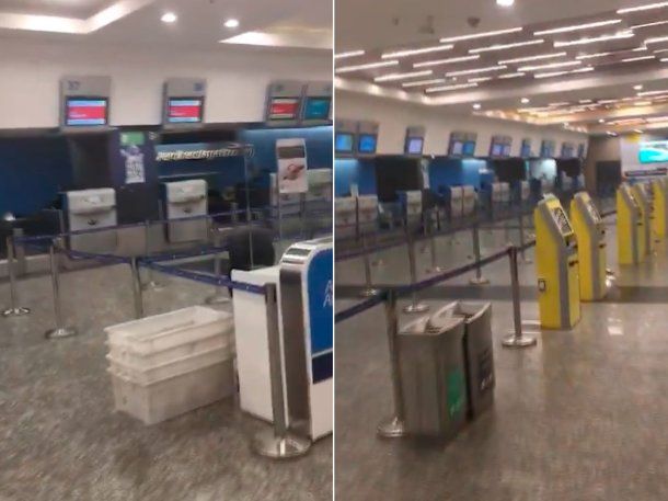 Así quedó el check-in de Aerolíneas Argentinas en Aeroparque cuando arrancó el paro