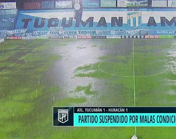 Se suspendió Atlético Tucumán-Huracán por un tremendo diluvio: así quedó la cancha