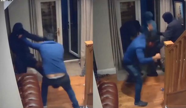 VIDEO: Cuatro delincuentes entraron a robar su casa y él los echó a patadas