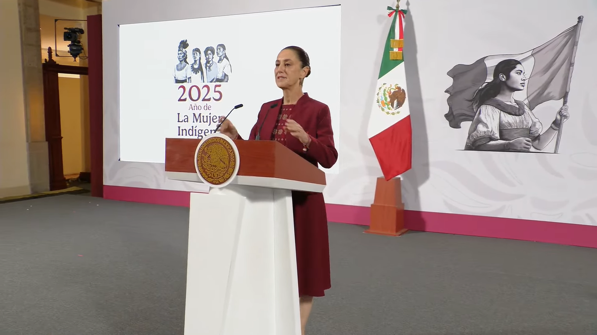Claudia Sheinbaum en la Mañanera del Pueblo de este viernes.
