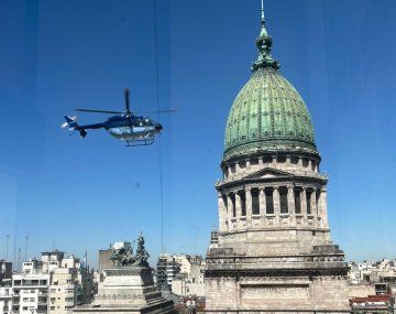 Helicóptero sobrevoló el Congreso en medio de un simulacro de evacuación de la Policía Federal