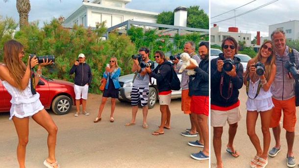 Pampita se diferencia de Vicuña: las divertidas fotos con los paparazzis
