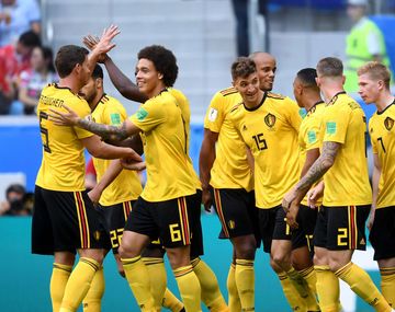 Bélgica celebra el gol ante Inglaterra